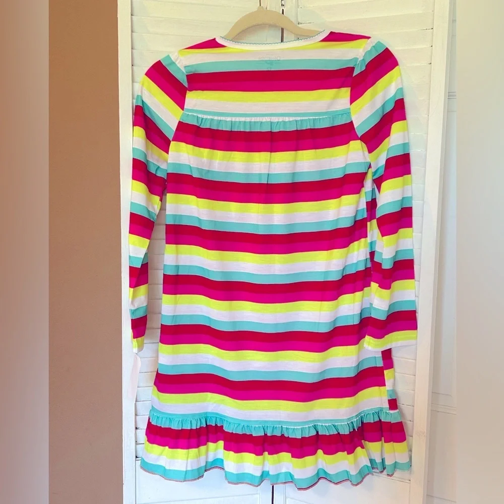 Girls size 12 Oshkosh BGosh Rainbow Striped Ruffle Long Sleeve Nightgown NWT